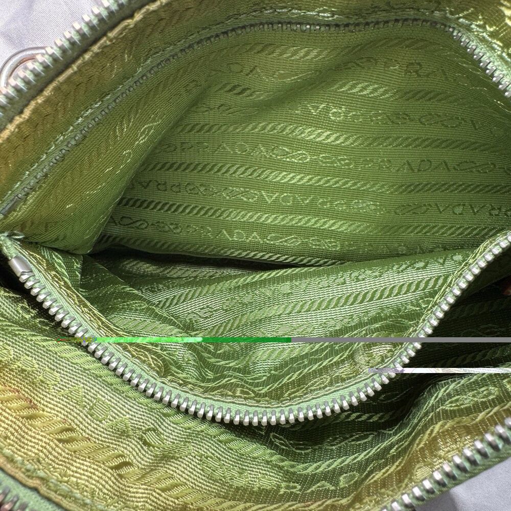 Vintage 2000s Prada Tessuto Lime Green Nylon/ Brown L… - Gem